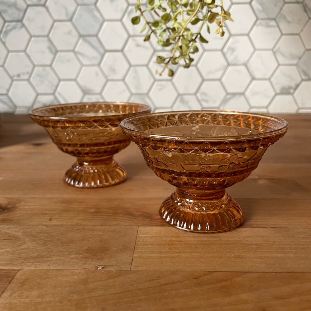 Vintage Amber Glass Dessert Bowls